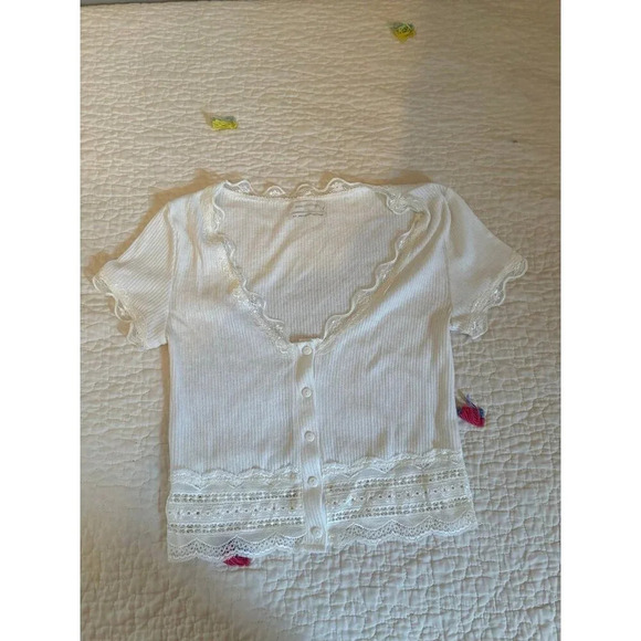 Urban outfitters button down white lace top small - Picture 1 of 5